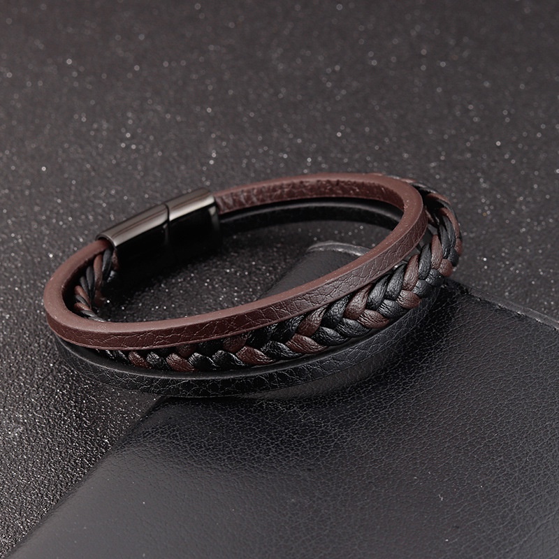 Elniro Gelang Kulit Pria ESPARGARO Titanium Alloy Leather / Gelang PREMIUM Cowok Cowo / INTERNATIONAL QUALITY / BISA COD [B.12]