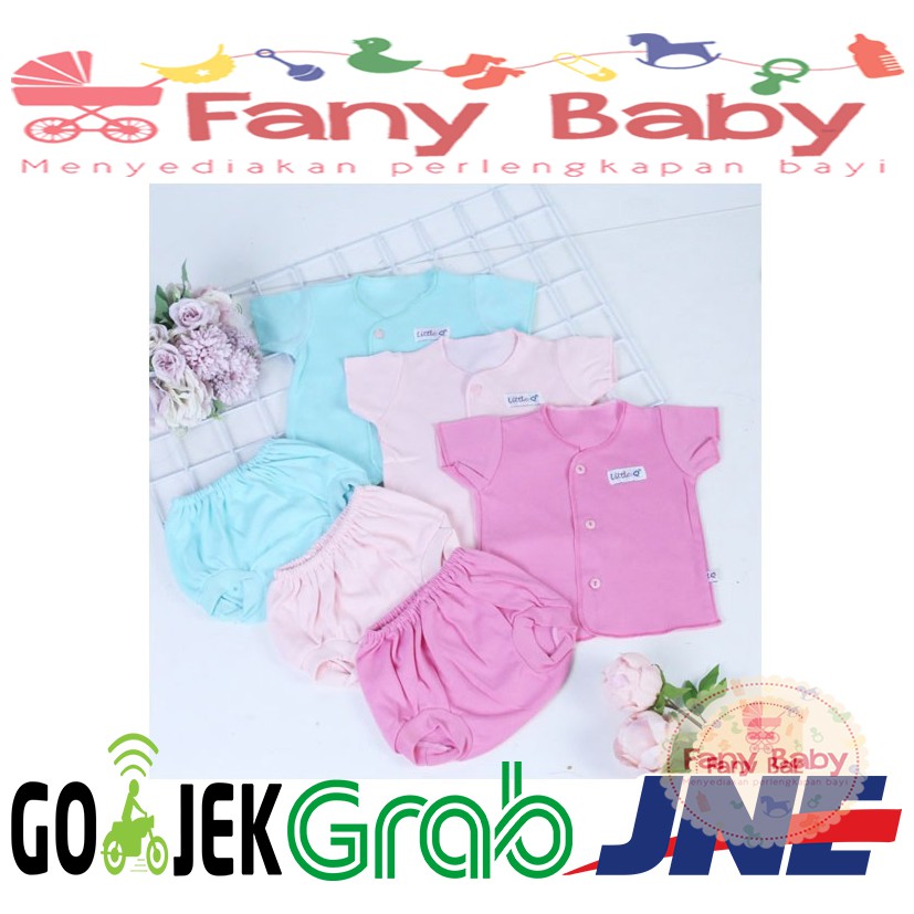 Little Queen Setelan Pendek Newborn Polos isi 3 pcs