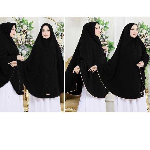 오 Khimar Syari Jetblack MTA Khimar Khaira list pita warna/polos super cantik pet dan non pet Jilbab 