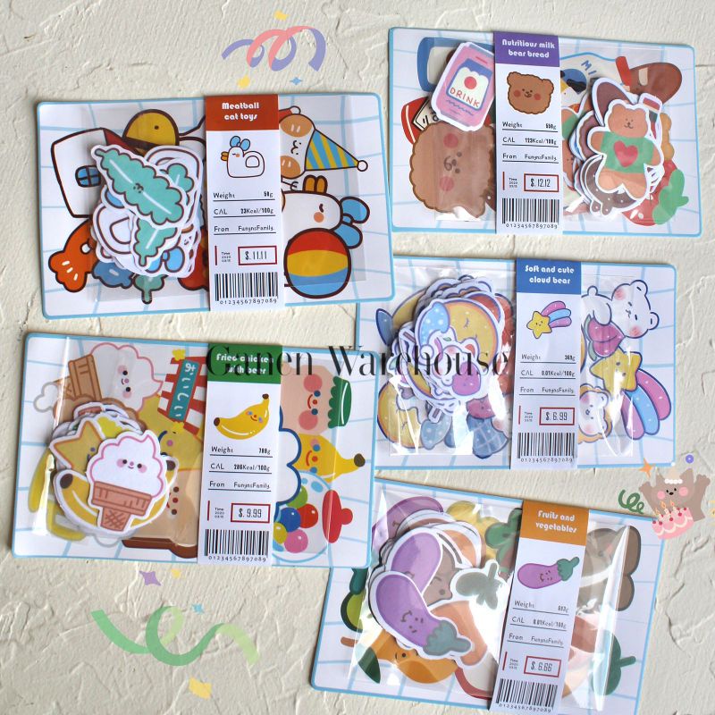 

[GW] Sticker Deco Motif Isi 20pcs Cute Korean Aesthetic Journal Planner Scrapbook