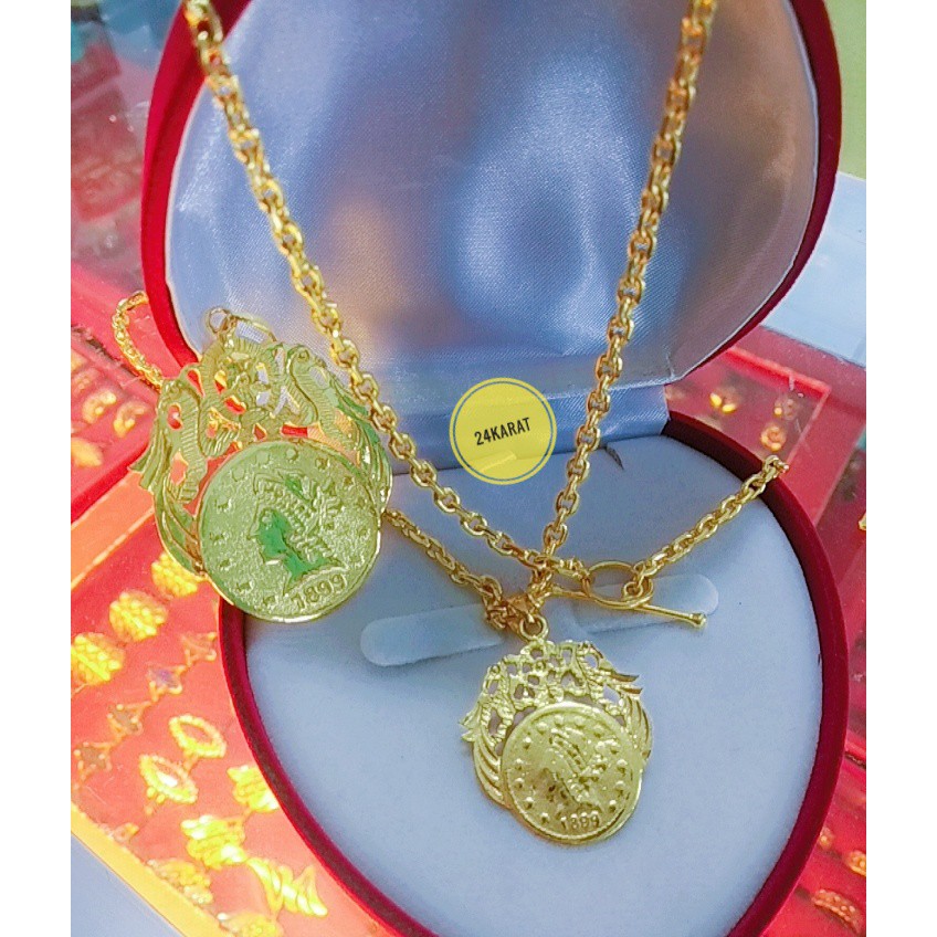 Kalung Dollar Lapis Emas 24karat