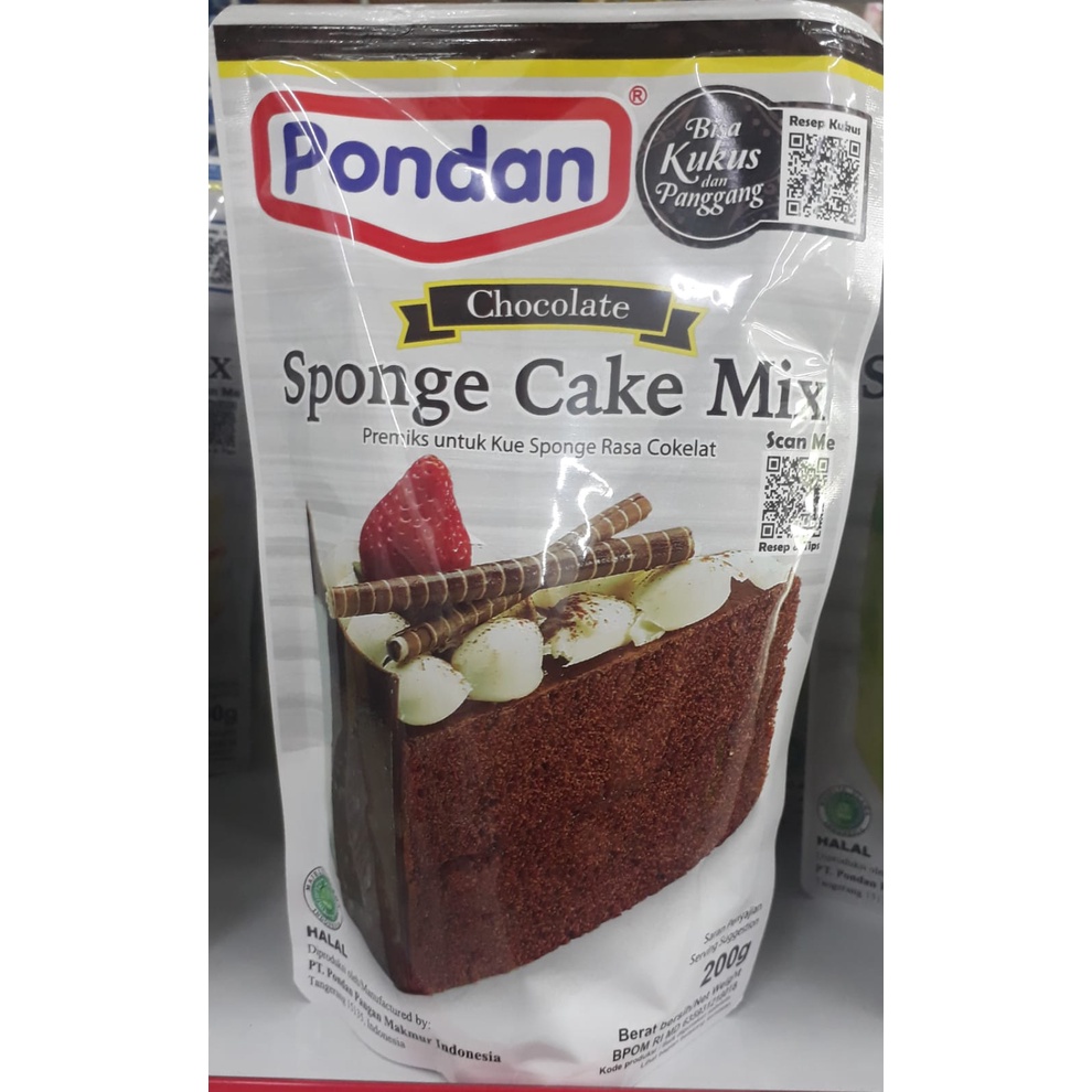 Pondan Sponge Vanilla, Pandan, Coklat Pouch 200gr