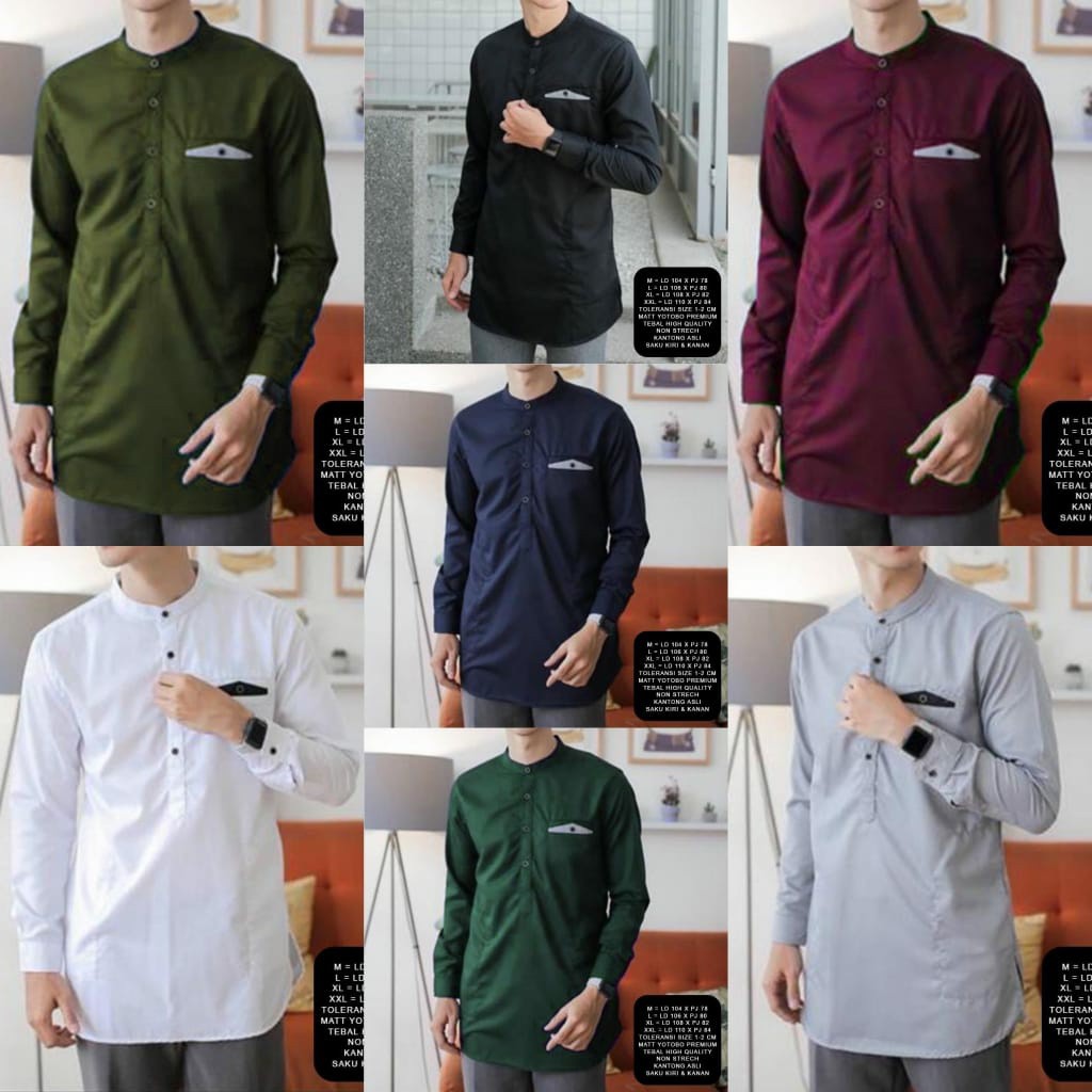 JOSJOLI_STORE/Koko Alzy/Baju Koko Pria Dewasa/Pakaian Muslim Pria Dewasa Lengan Panjang/Size M,L,XL,XXL