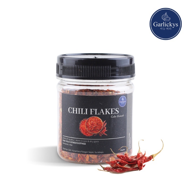 GARLICKYS Bumbu Dapur Chili Flakes Chilli Flake Bubuk Cabe Kasar Super Pedas Remah Teja Premium Quality