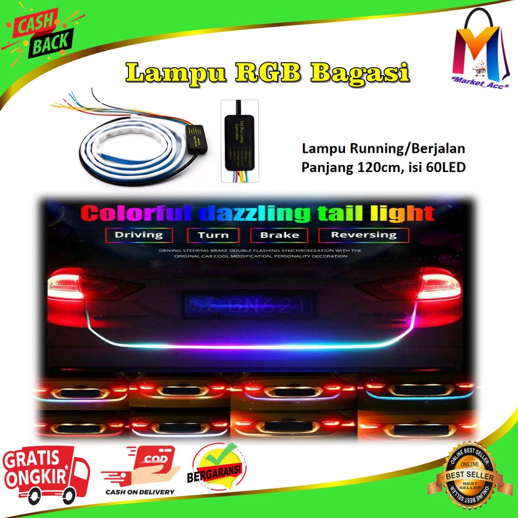 Jual LAMPU LED BAGASI MOBIL 120 CM LED RGB WARNA PELANGI DAN BANYAK MODE Shopee Indonesia