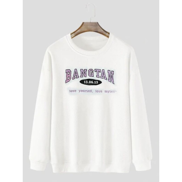 Sweater switer Crewneck Oversize BANGTAN B T S BORDIR Korean style Jaket Wanita Pria Outerwear Pakaian Pria Wanita Terbaru kekinian