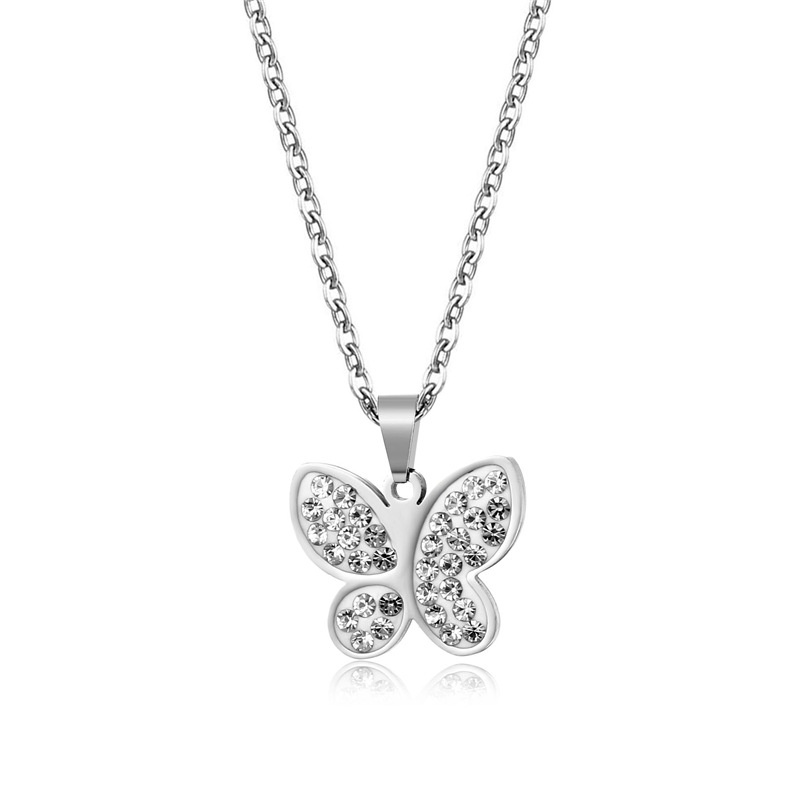 Butterfly kalung stainless steel liontin sederhana dan singkat in tanah liat kalung berlian wanita k