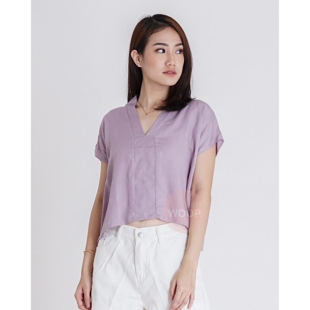 Casual V-neck Rayon Blouse premium Atasan Wanita