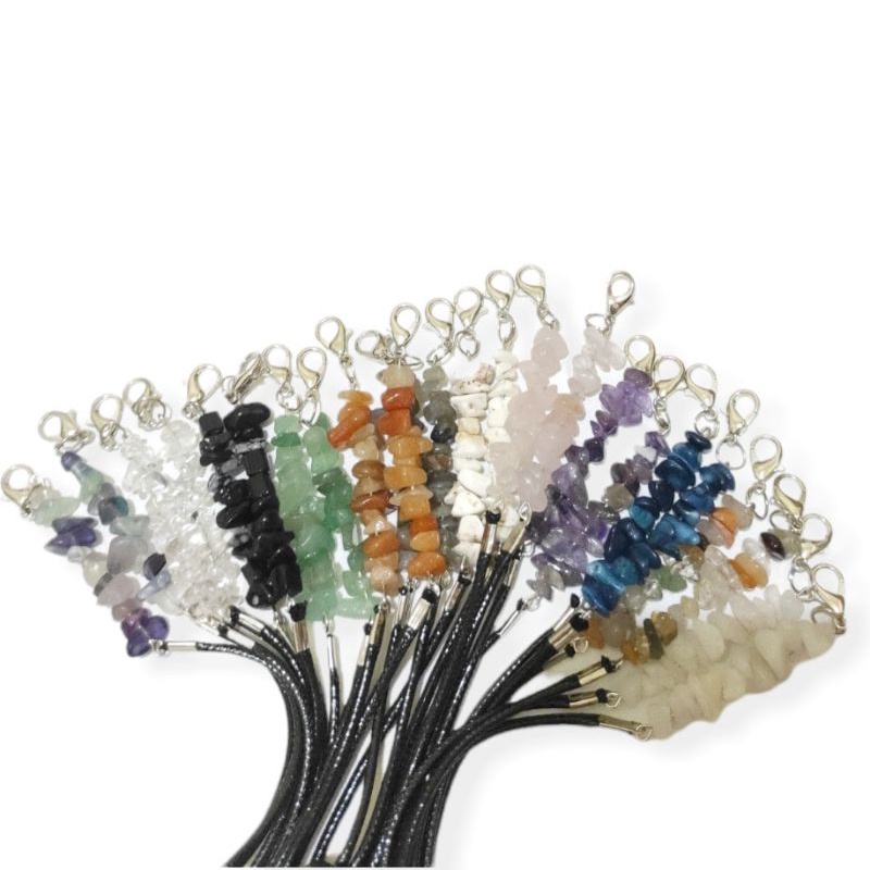 2in1 Strap Mask &amp; Konektor Masker Hijab Free Stopper Celline Quartz Crystal Batu Alam Natural Stone Kalung Masker