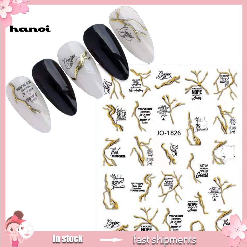 Han_ Stiker Kuku Motif Marmer Untuk Nail Art