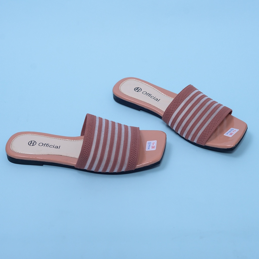 Sandal rajut selop Sendal Selop Wanita kokop strap garis/ Korean Women Slippers / sandal teplek termurah / sandal wanita import