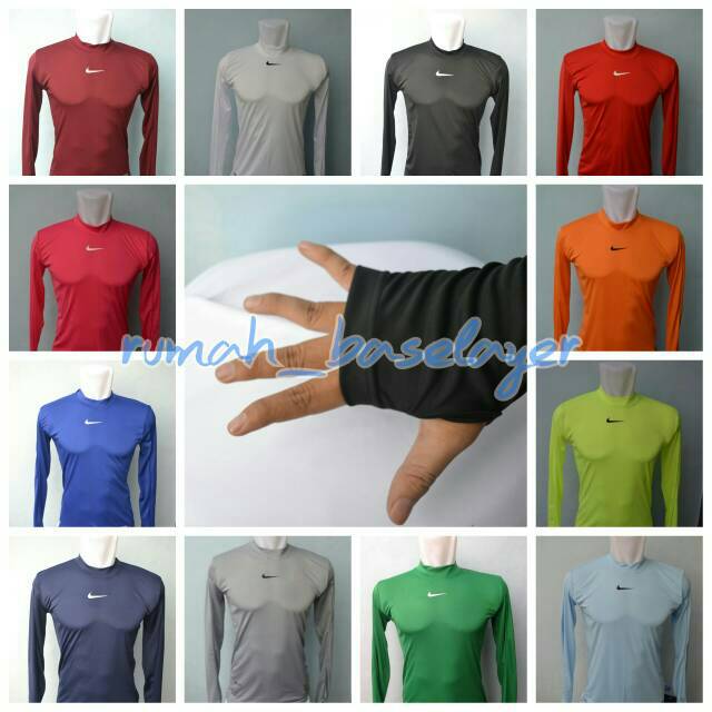 Baselayer Longsleeve Thumhole Nikee Sepakbola Futsal Gym Fitness