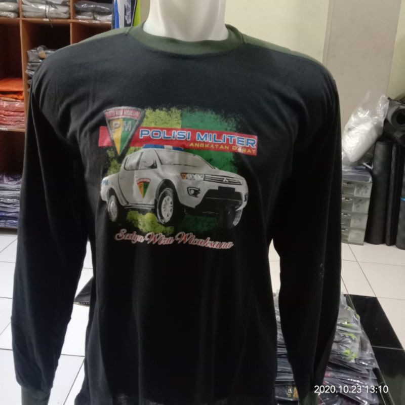 Kaos Bantalan Polisi militer hitam|Kaos penembak polisi militer sablon warna hitam panjang