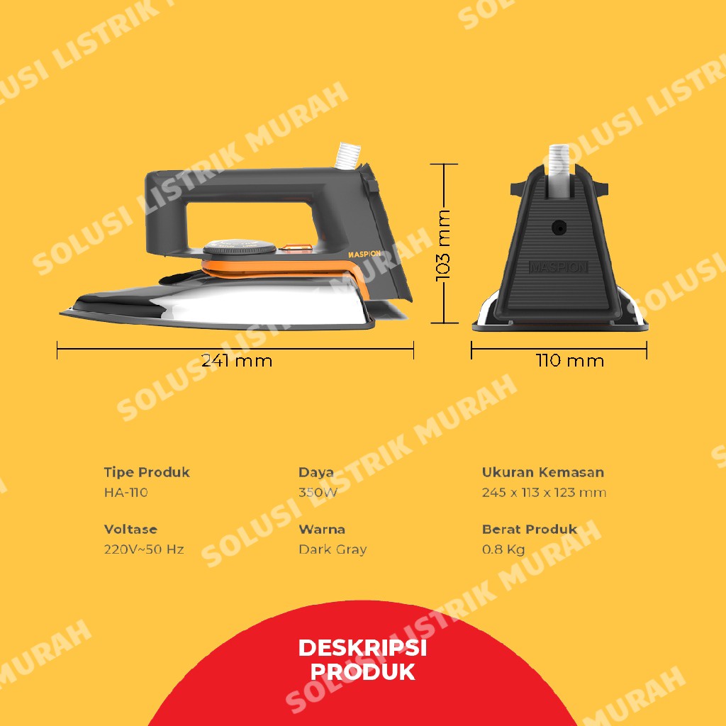 Maspion Setrika Listrik EX-1000 EX-1010 HA-110 HA-40