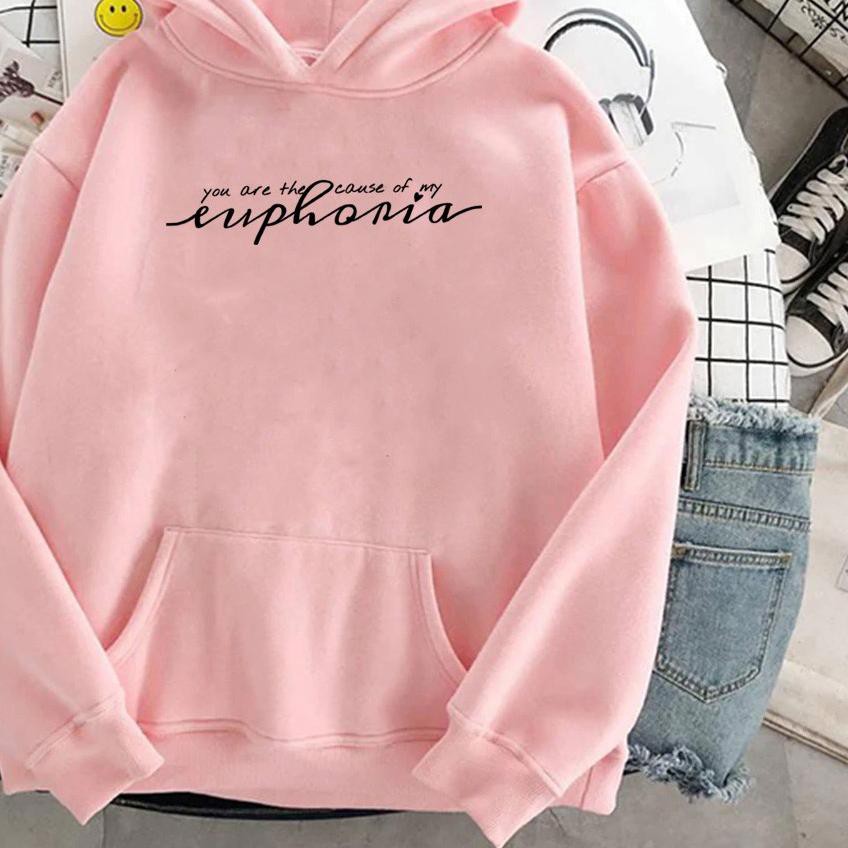 ✵ ModisFashion Sweater Hoodie Wanita EUPHORIA Lengan Panjang BabyTerry ❀