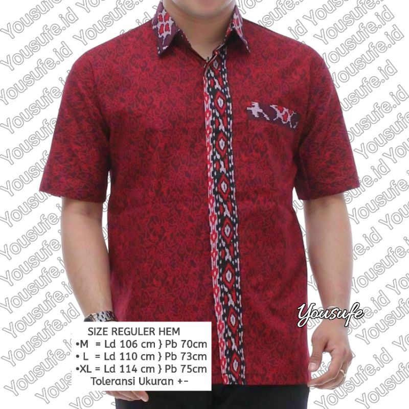 Batik Pria Lengan Pendek Bahan Katun Halus Produksi Pekalongan Murah Shopee COD bisa Seragaman Kantor Sekolah Institusi Size Standart Nasional SKU2112