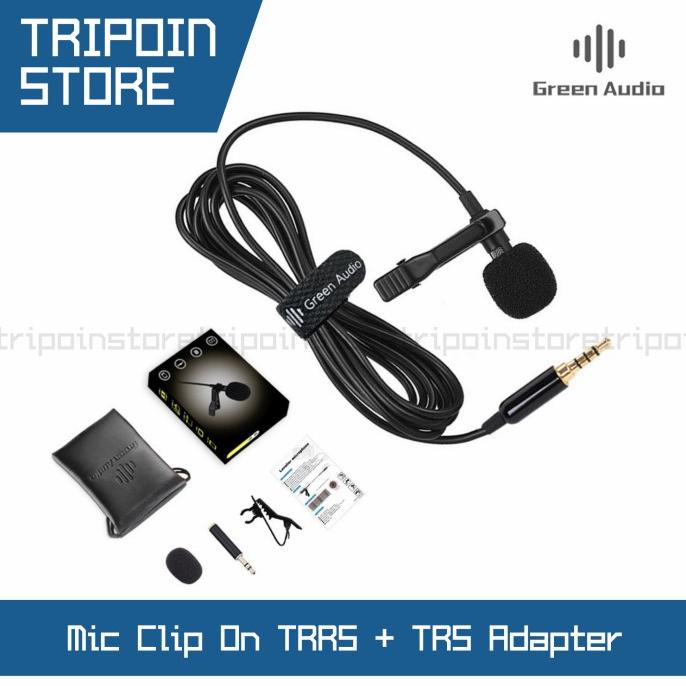 Trrs Microphone Mic Clip On Deluxe Lavalier + Adapter Trrs To Trs Termurah