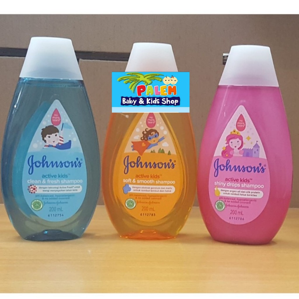 Johnson's active kids soft &amp; smooth shampoo 200ml dan shiny drop conditioner