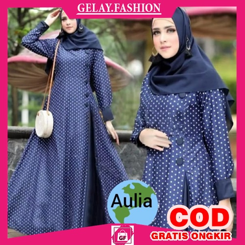 Baju Gamis Brukat Wanita Aulia Terbaru 2021 Model Kekinian Pesta Kondangan Katun Premium Original