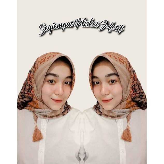 (COD)SEGIEMPAT PLISKET MOTIF TERBARU DAN TERMURAH/HIJAB SEGIEMPAT BEST SELLER/JILBAB PLISKET MOTIF-S4 plisket RANDOM