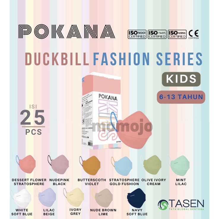 MASKER POKANA DUCKBILL FASHION SERIES KIDS MASKER EARLOOP 4 PLY ISI 25 PCS