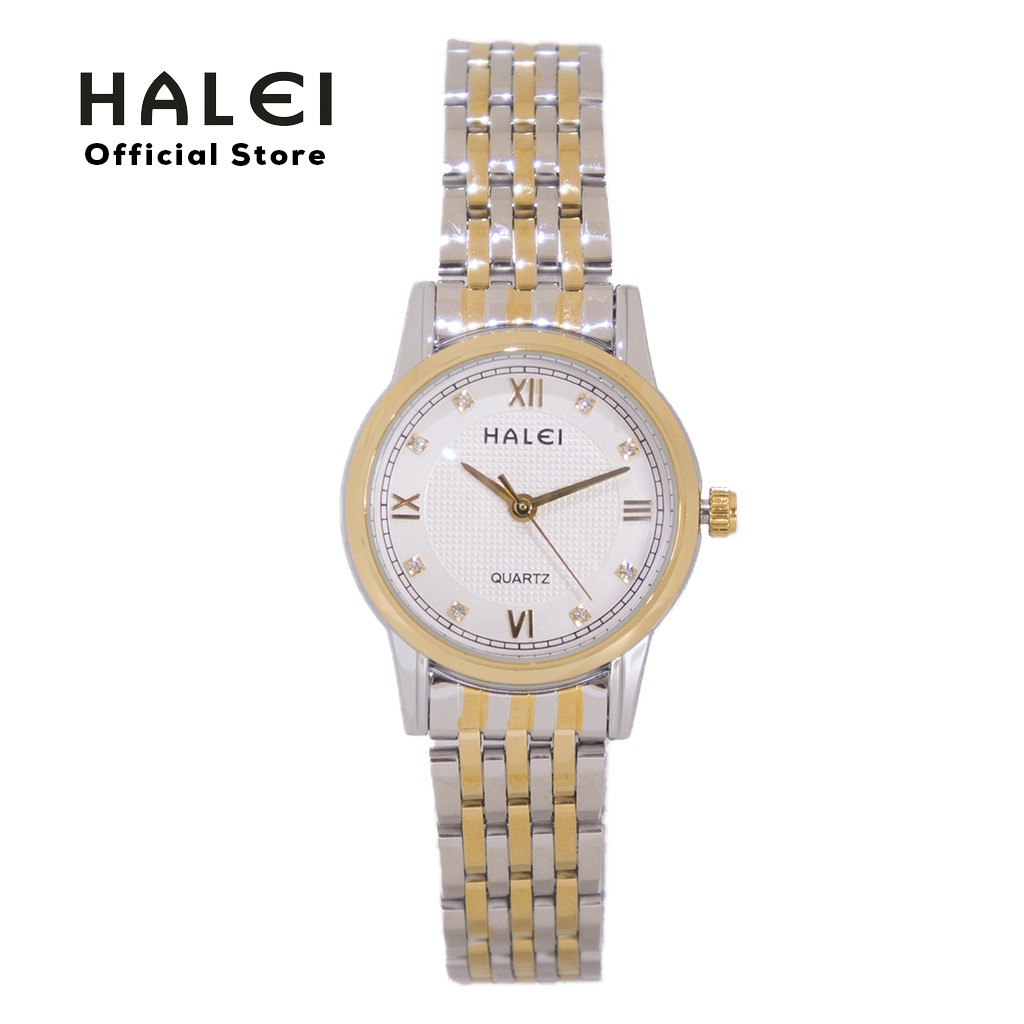 Halei watch Mall Jam Tangan Wanita Halei Original Dual Warna Rantai Kombinasi 559 L Romawi Diamond