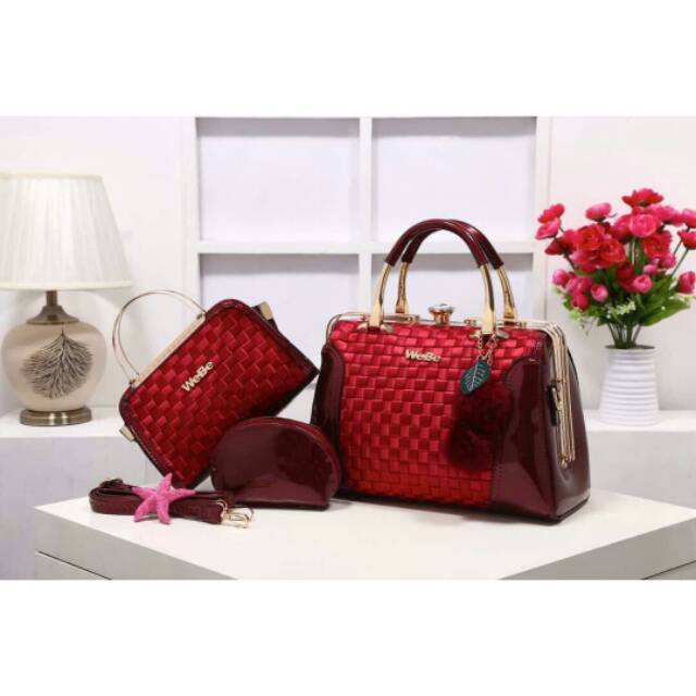 Tas webe * behel Serren 5712 (3in1) wanita branded glossy fashion import