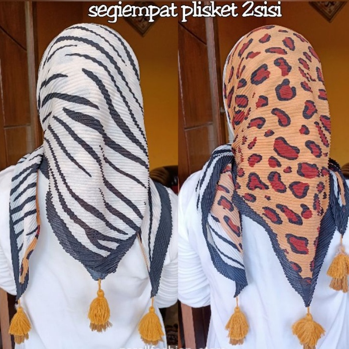 Jilbab Plisket Segiempat Voal Dnay Koncir ZA-F11 motif 2Sisi