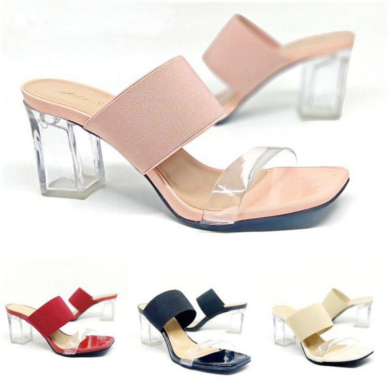 High heels wanita Hak kaca 5cm karet jelly