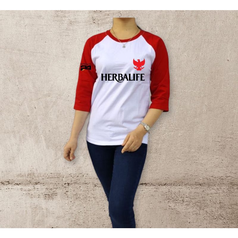 Baju Kaos Reglan T-Shirt Herbalife Wanita Pria Lengan Panjang,pendek,3/4