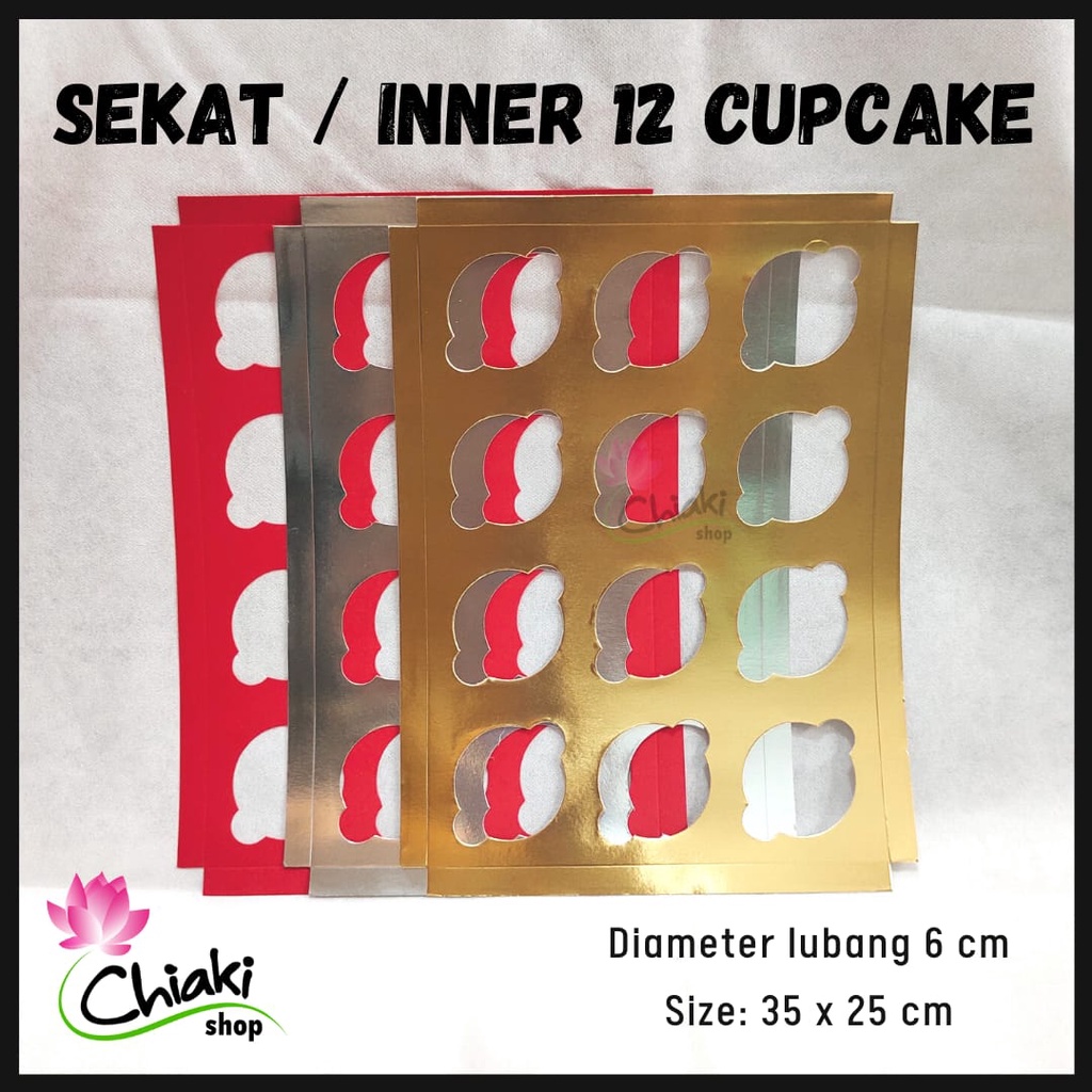 Inner Sekat 12 Cupcake 35 x 25 Kotak Box Mika Insert Dus Kue Kardus Muffin Cake Pudding Karton