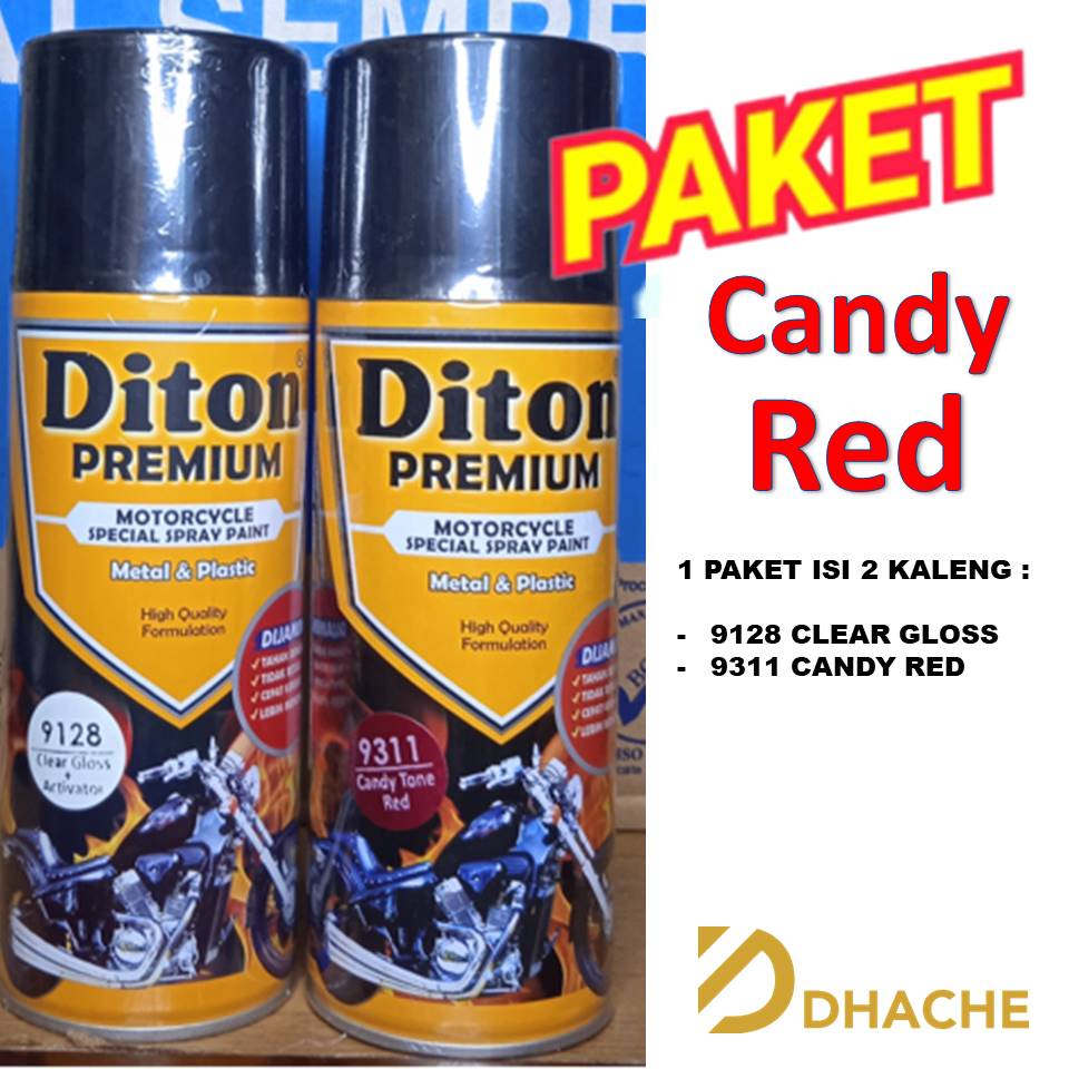 PAKET HEMAT 9311 Candy Tone Red Cat Pilox Diton Premium 400ml warna kendy merah sepeda motor pylox