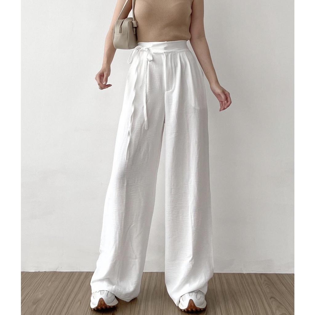 Trivela - Zoey Crinkle Pants / Aera Crinkle Pants / Janelle Pants / Celana Kulot Highwaist Crinkle Loose Pants / Cullote Pants SJJ