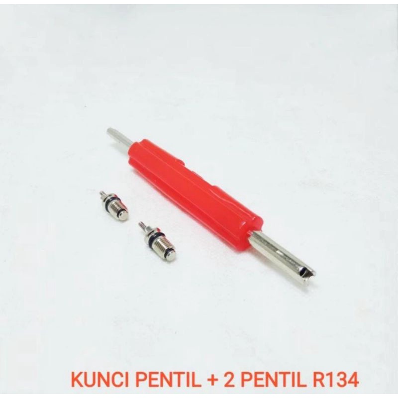 Paket Kunci Pentil / Alat Buka Pentil + Pentil AC Mobil 2 Pcs R134 R134a Asli