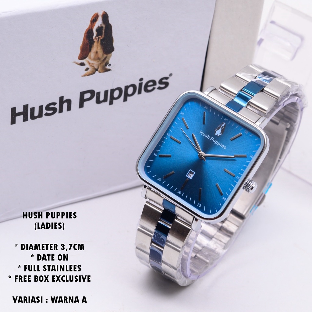 (FREE BOX) JAM TANGAN WANITA HUSH PUPPIES H-010 RANTAI BODY SEGI TANGGAL AKTIF