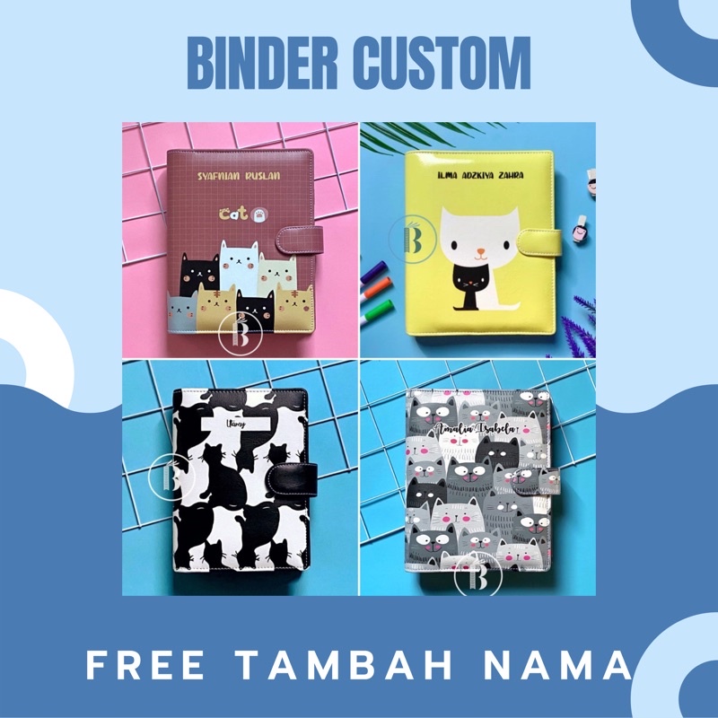 

Binder CUSTOM Cat kitten Edition FREE Tambah nama 20ring A5 26ring B5 6ring A6 Planner Agenda
