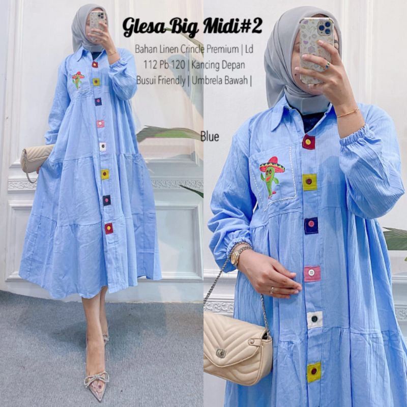 Fashion Muslim, Fashion Wanita, Midi Dress. Glesa Midi Dress