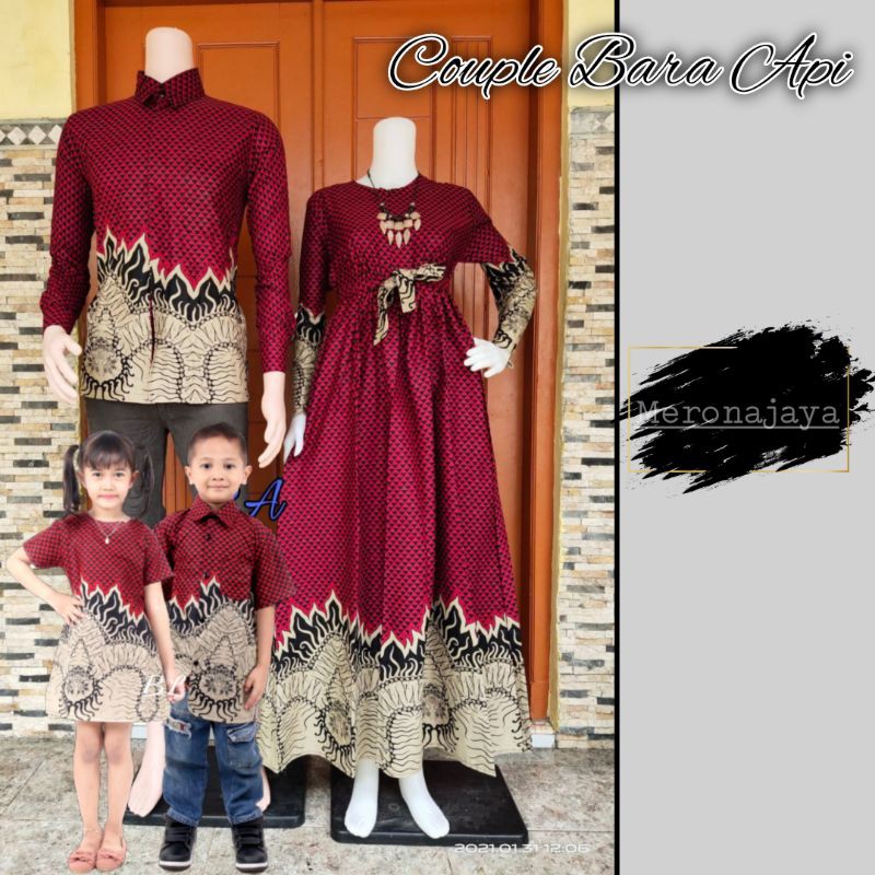 Batik Couple keluarga sania ruffle ori ndoro jowi dnt Bara Api