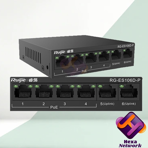 Ruijie RG-ES106D-P 6 Port 10/100 Unmanaged PoE+ Switch with 58W