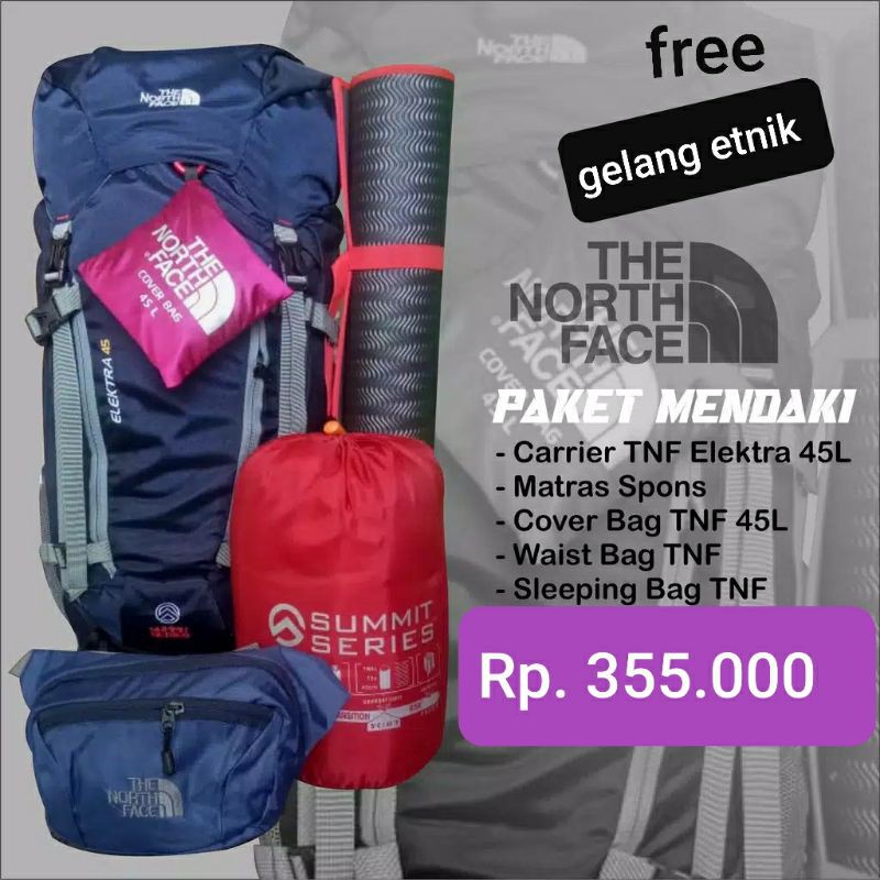 paket mendaki / elektra 45 l / paket camping / tnf elektra / carrier murah / tas gunung / elektra