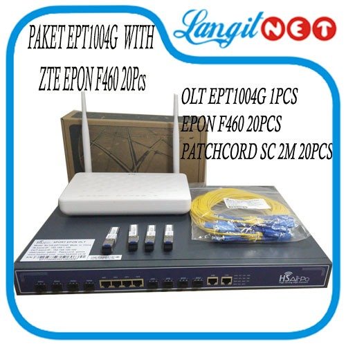 PAKET OLT HSAIRPO EPT1004G 4XSFP PX20xxx WITH 20 XZTE F460 V6 FREE PATCHCORD