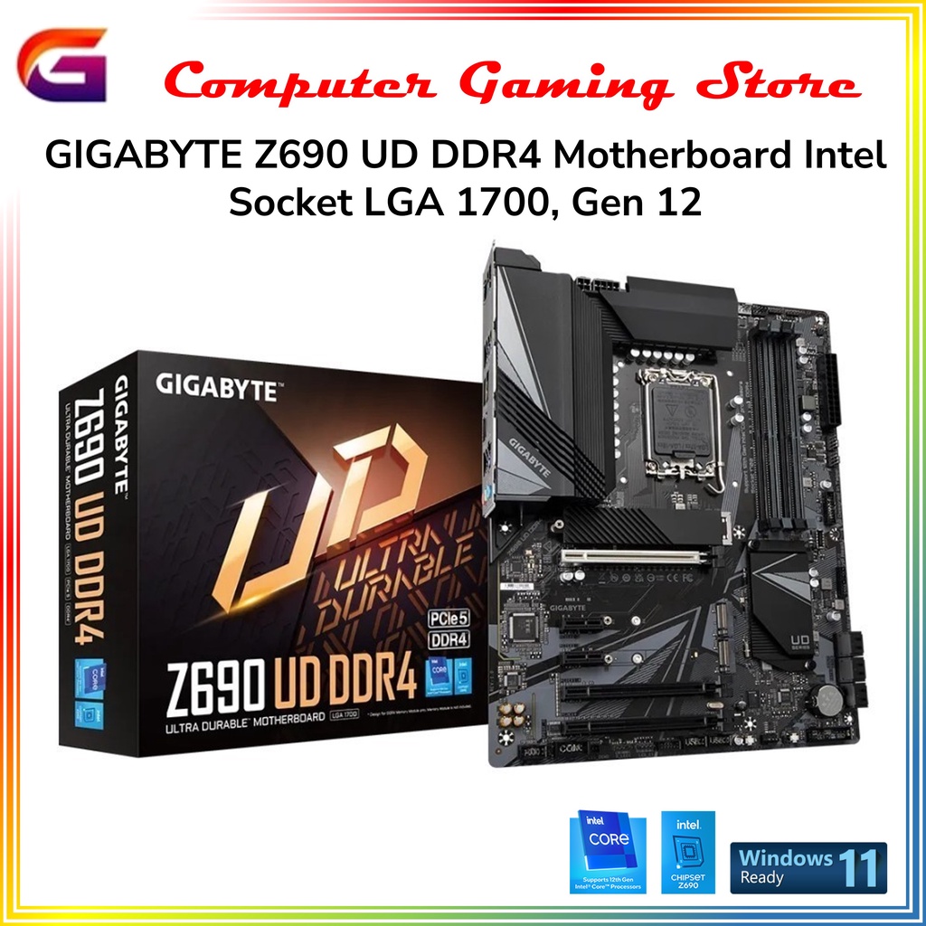 GIGABYTE Z690 UD DDR4 Motherboard Intel Socket LGA 1700, Gen 12