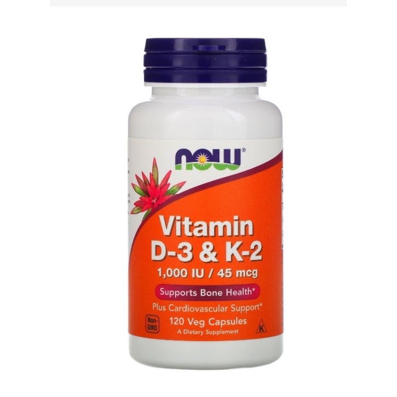 now vitamin d3 k2 1000iu-120 veg capsules