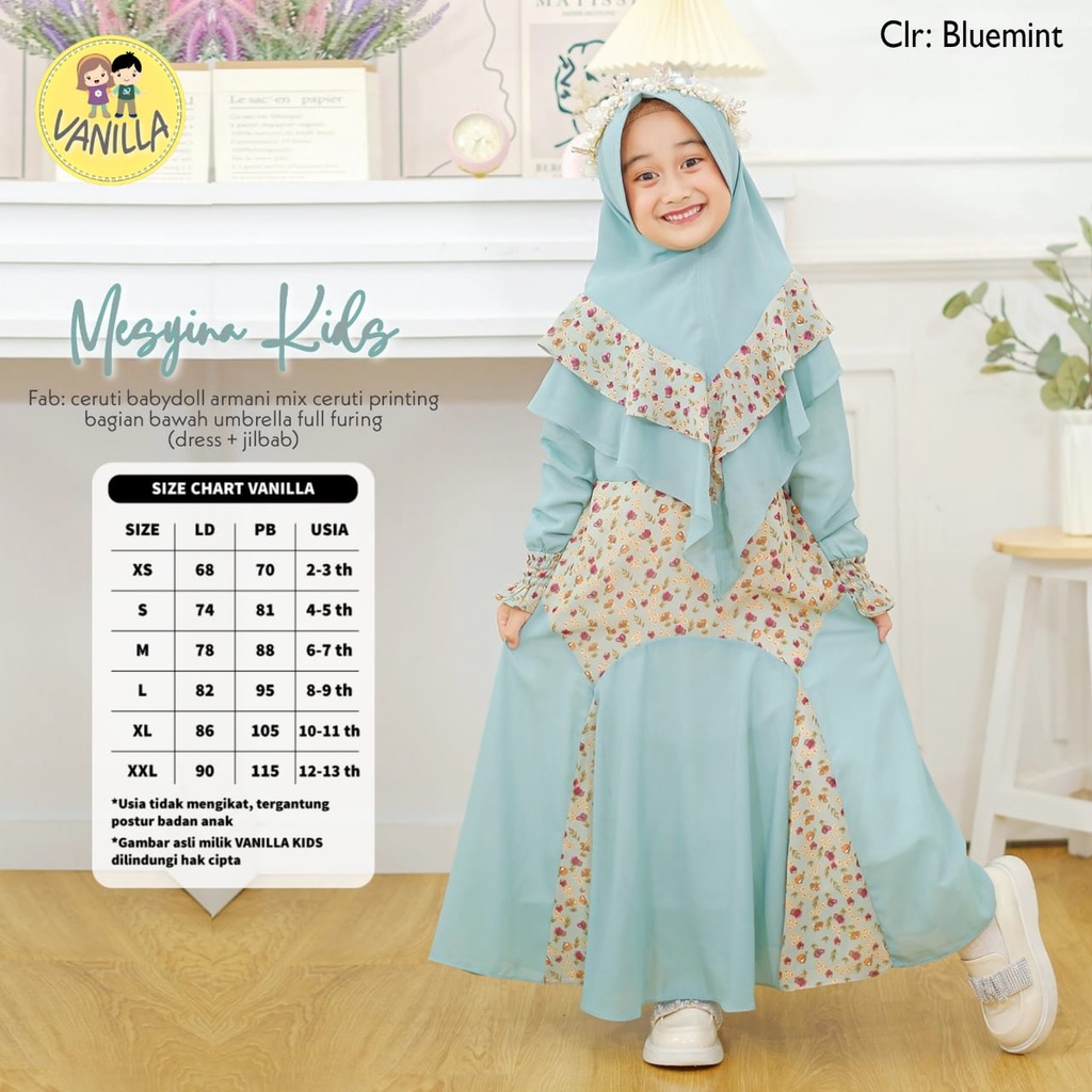 Mesyina Kids By Vanilla | 020325 | Gamis + Jilbab Anak