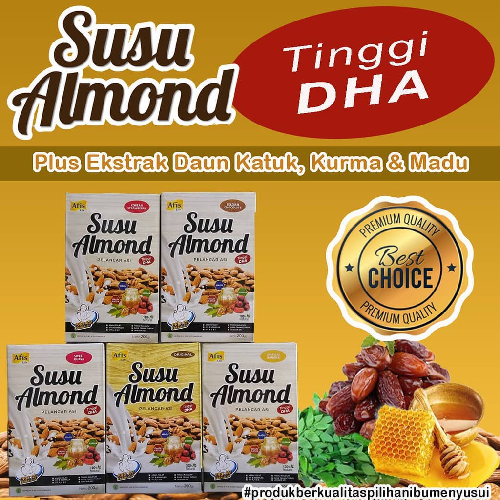 AFIS Susu Almond Pelancar Asi / Asi Booster Afislife kacang almon daun katuk madu