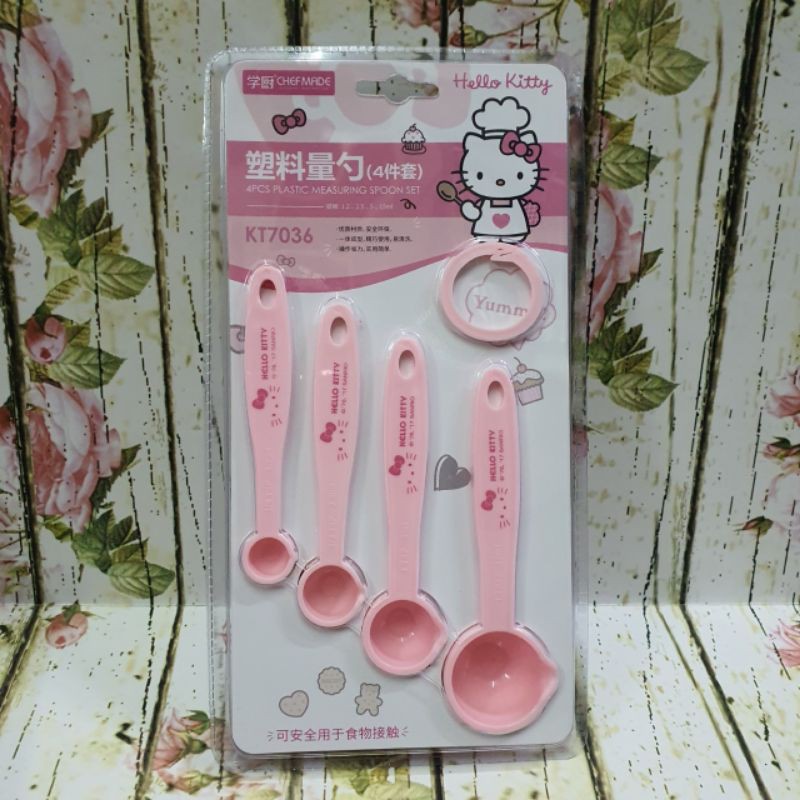 sendok takar plastik small plastic measuring spoon set 5pcs chefmade hellokitty