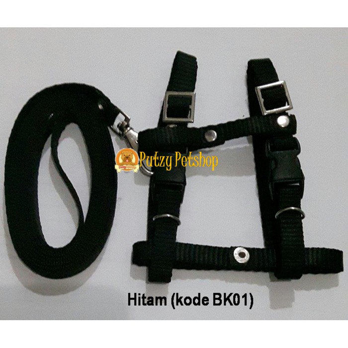 HARNESS H+TALI TUNTUN KUCING, KELINCI, MUSANG, ANJING KECIL HITAM PERAWATAN HEWAN