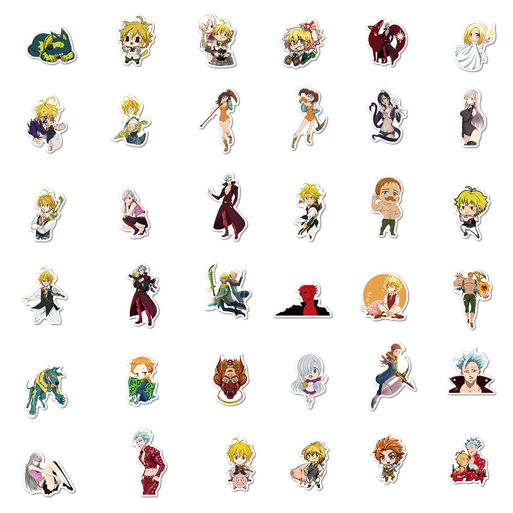 50pcs Stiker Anime Seven Deadly Sins Graffiti Anti Air Untuk Dekorasi Skateboardgitarkomputermobil