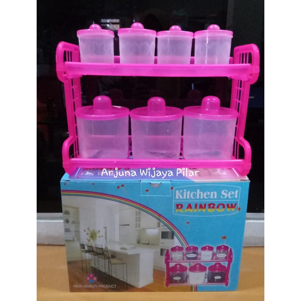 Tempat Bumbu/Rak Bumbu Dapur Susun Rainbow/Tempat Bumbu Dapur 7in1/Tempat Garam 3 Toples Besar 4