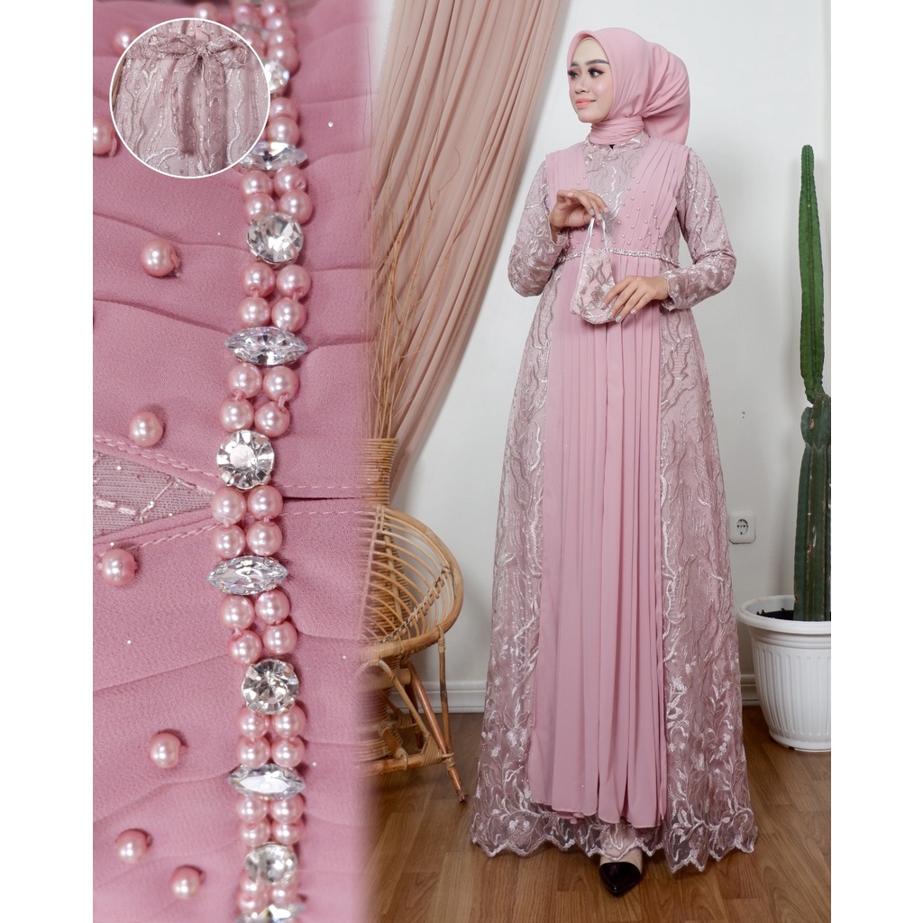 Kadai.baju / Gamis saskia / Gamis pesta / Gamis brukat tulle / Maxi jumbo size M L XL XXL